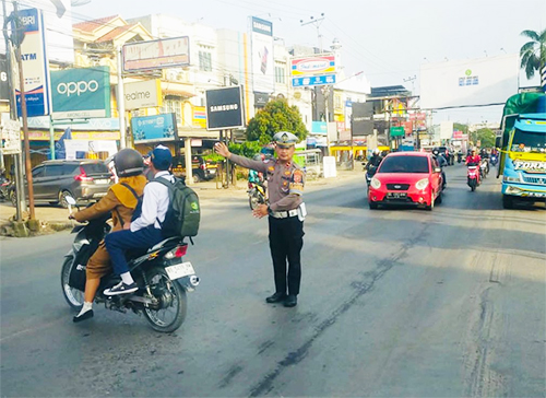 Hadirkan Rasa Aman, Satlantas Polres Lamteng Jaga Ketat Sejumlah Titik Strategis