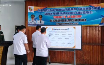 Disdik Lampung Utara Gelar Sosialisasi dan Penandatanganan Pakta Integritas SPMB