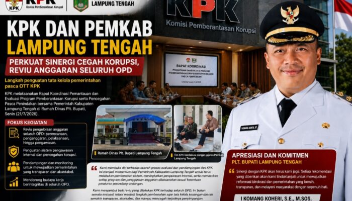 KPK dan Pemkab Lamteng Perkuat Sinergi Cegah Korupsi, Reviu Anggaran OPD Langkah Penguatan Tata Kelola