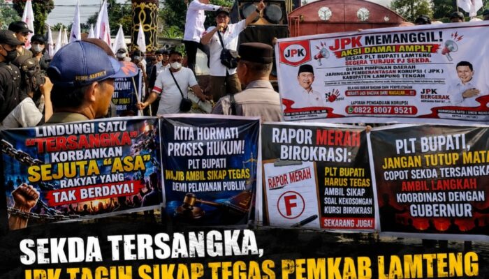 Sekda Tersangka, JPK Tagih Ketegasan Pemkab Lampung Tengah Lewat Aksi Damai