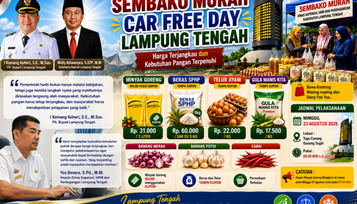 Sembako Murah Hadir di Car Free Day, Pemkab Lamteng Perkuat Akses Pangan Terjangkau bagi Masyarakat