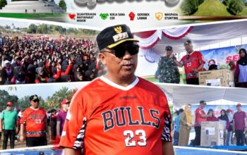 Antusias Warga Bumi Nabung Senam SEKINKER GELOWING Bersama Plt. Bupati Lamteng