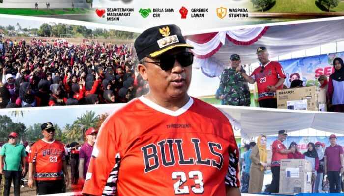 Antusias Warga Bumi Nabung Senam SEKINKER GELOWING Bersama Plt. Bupati Lamteng