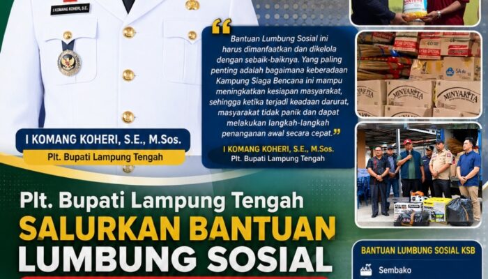 Plt. Bupati Lamteng Salurkan Bantuan Lumbung Sosial Kampung Siaga Bencana