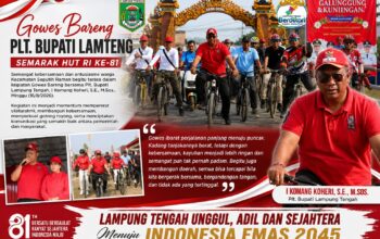 Antusias Warga Gowes Bareng Plt. Bupati Lamteng, Semarak HUT RI ke-81