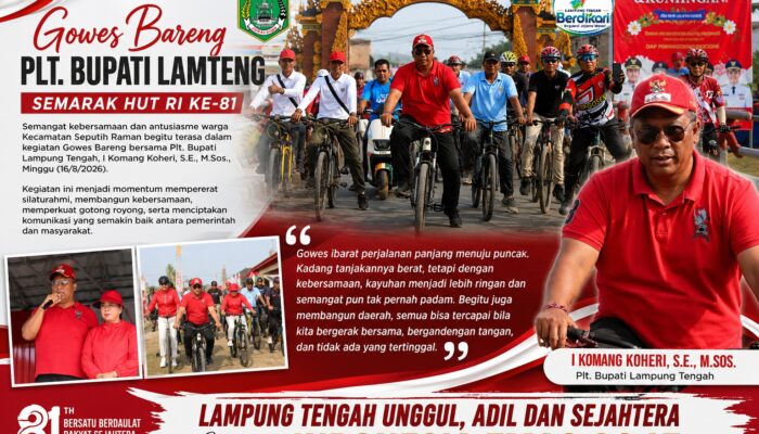 Antusias Warga Gowes Bareng Plt. Bupati Lamteng, Semarak HUT RI ke-81