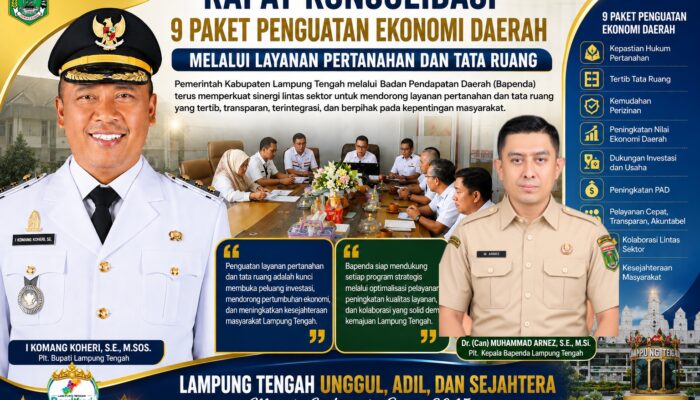 Bapenda Lampung Tengah Rapat Konsolidasi 9 Paket Penguatan Ekonomi Daerah Melalui Layanan Pertanahan Dan Tata Ruang