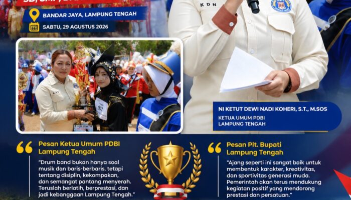 Semarak Street Parade Drum Band, I Komang Koheri dan Ni Ketut Dewi Nadi Lepas Peserta Di Bandar Jaya