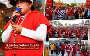 Plt. Ketua TP PKK Lamteng Lepas Jalan Sehat HUT ke-81 RI di Bangun Rejo, Semarak dengan Doorprize