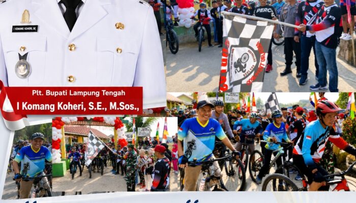 Gowes Bareng Adipuro Semarakkan HUT ke-81 RI, Camat Trimurjo Sampaikan Pesan Plt. Bupati Lamteng Untuk Masyarakat