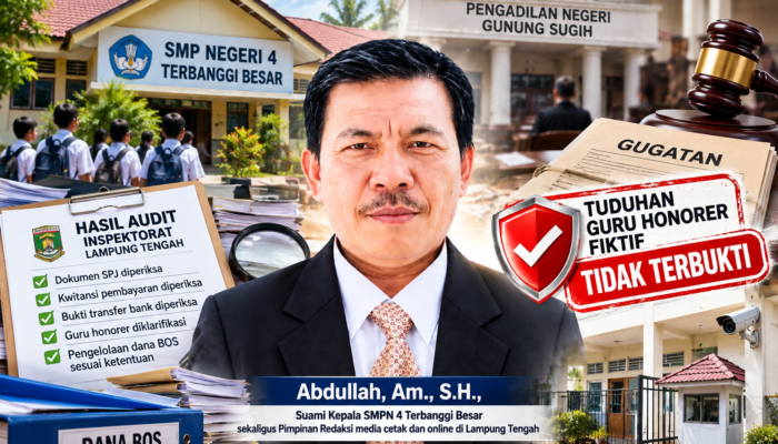 Digugat ke PN Gunung Sugih, Kepsek SMPN 4 Terbanggi Besar Tegaskan Tuduhan Guru Honorer Fiktif Tak Terbukti