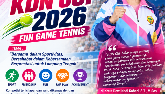 PERWOSI Lampung Tengah Gelar KDN CUP 2026, Ajak Masyarakat Semarakkan Fun Game Tennis