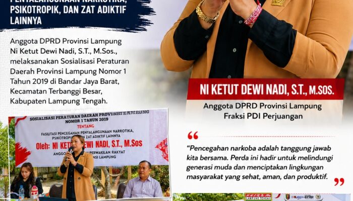 Sosperda Pencegahan Narkoba di Bandarjaya Timur, Ni Ketut Dewi Nadi Ajak Warga Perkuat Peran Bersama