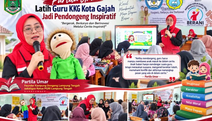 Partila Umar Latih Guru KKG Kota Gajah Lampung Tengah Jadi Pendongeng Inspiratif