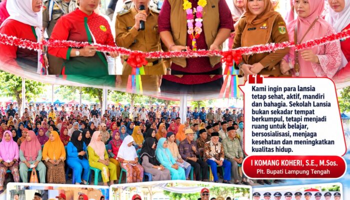 Launching Sekolah Lansia di 12 Kampung Anak Tuha, Plt. Bupati Lamteng: Lansia Harus Tetap Sehat, Aktif dan Bahagia