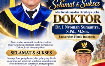 Plt. Bupati Lampung Tengah Sampaikan Selamat atas Diraihnya Gelar Doktor I Nyoman Sumantra