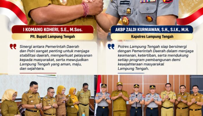 Perkuat Sinergi Pemerintahan dan Kepolisian, Komang Koheri Sambut Kapolres Lampung Tengah yang Baru