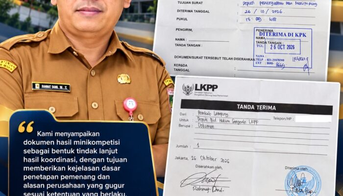Plt. Kadis BMBK Lamteng Laporkan Dokumen Hasil Minikompetisi ke KPK dan LKPP